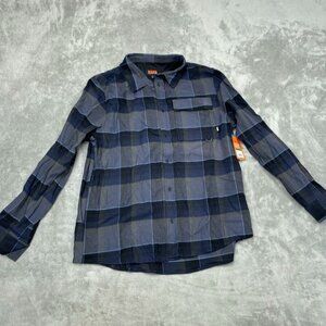 Bass Outdoor Stretch Flannel Shirt Ombre Blue Large L NWT 6242